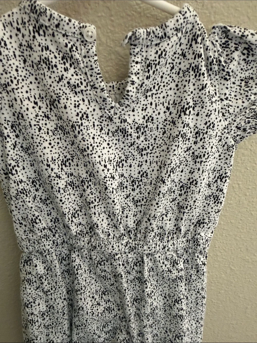Carter's White and Black Speckle Romper with Pink Bow